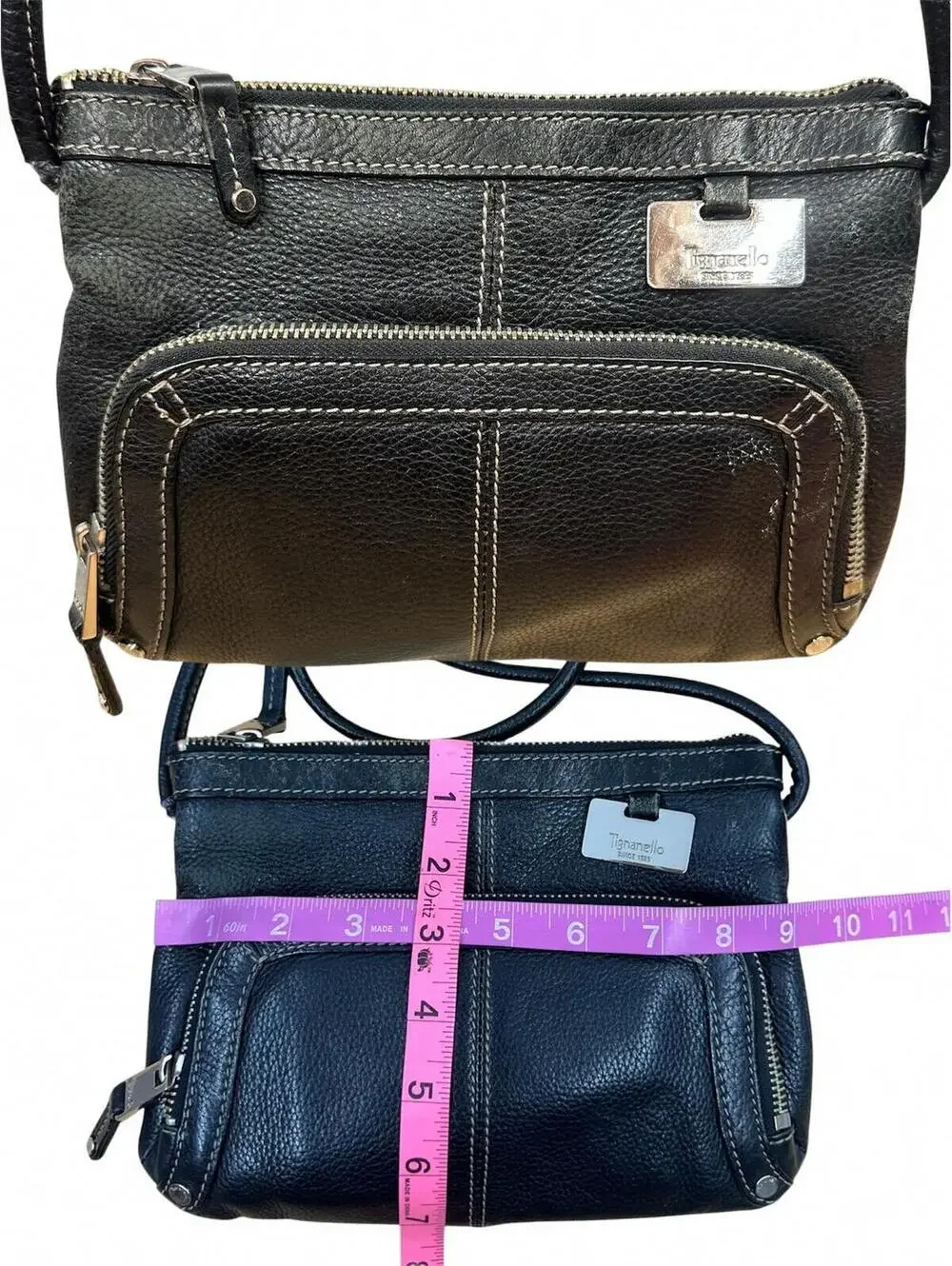 Tignanello Vintage Black Leather Crossbody Bag Y2K Mini Shoulder Purse - Picture 7 of 8